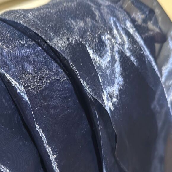 Scott McClintock navy evening gown one shoulder organza dress 6 dead stock vinta - Picture 12 of 15